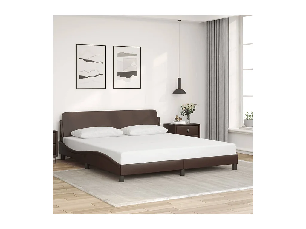 Cadre de lit sans matelas marron 180x200 cm similicuir