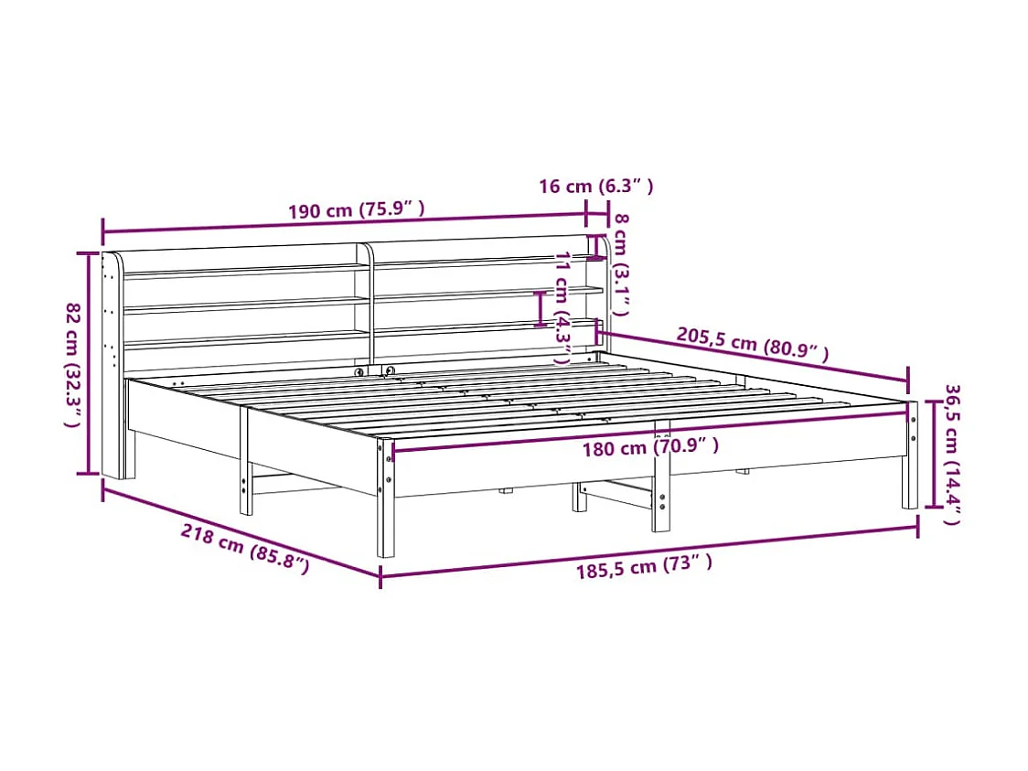 Cadre de lit avec tiroirs sans matelas sonoma gris 180x200 cm