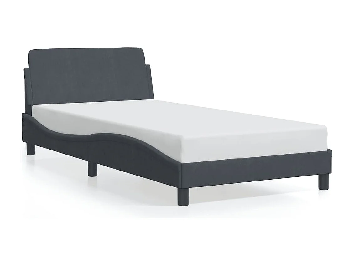 Cadre de lit sans matelas gris foncé 100x200 cm velours