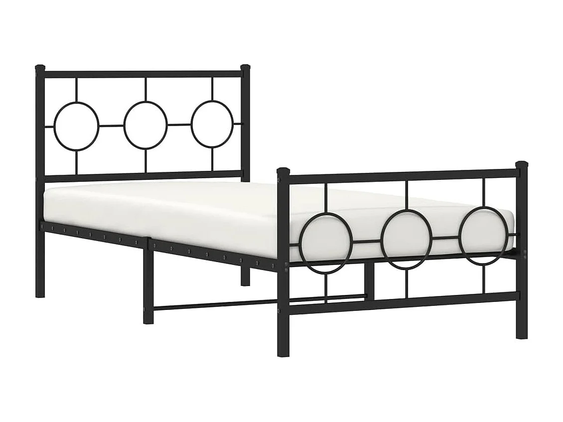 Cadre de lit métal sans matelas avec pied de lit noir 90x190 cm