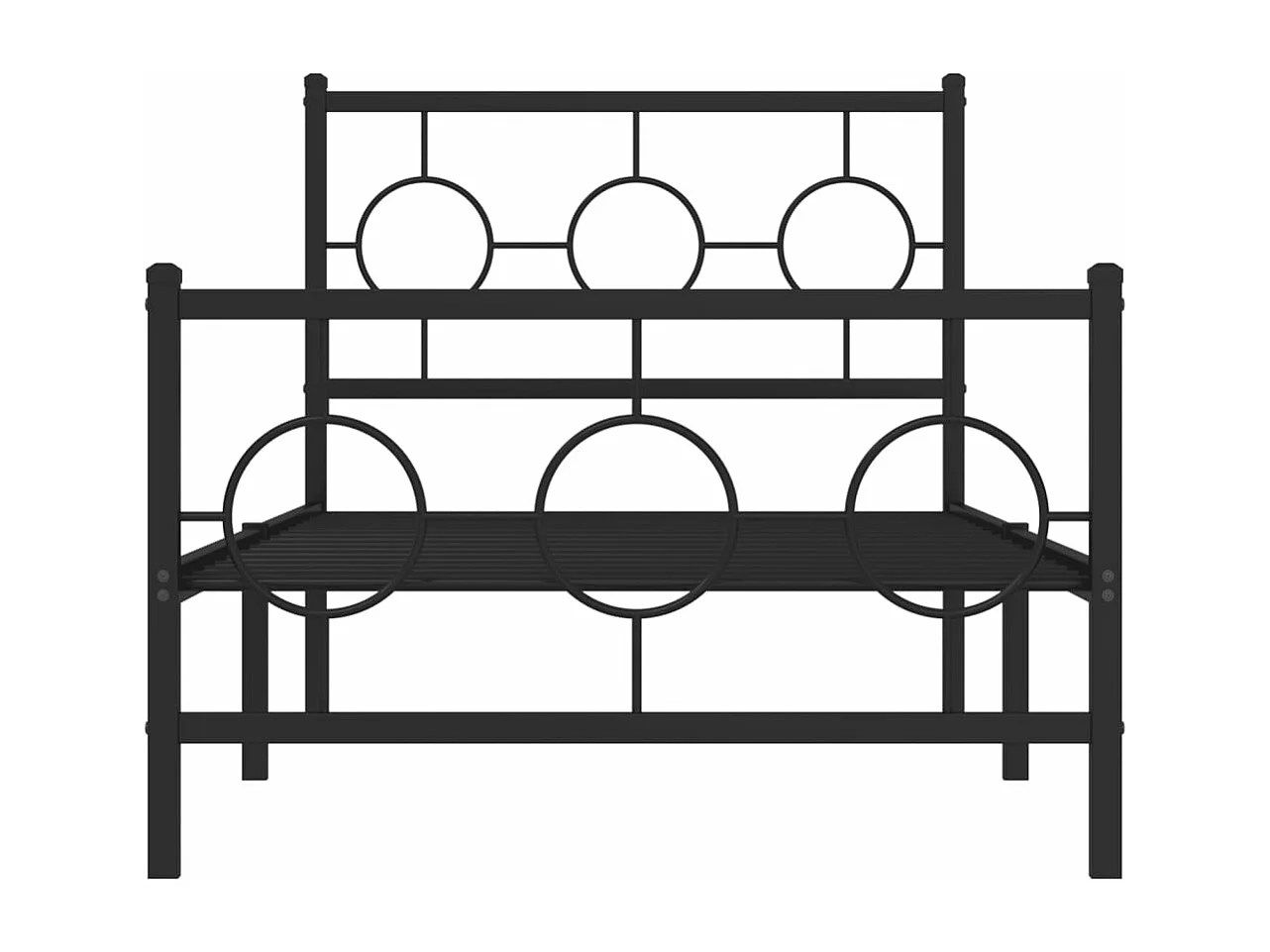 Cadre de lit métal sans matelas avec pied de lit noir 90x190 cm