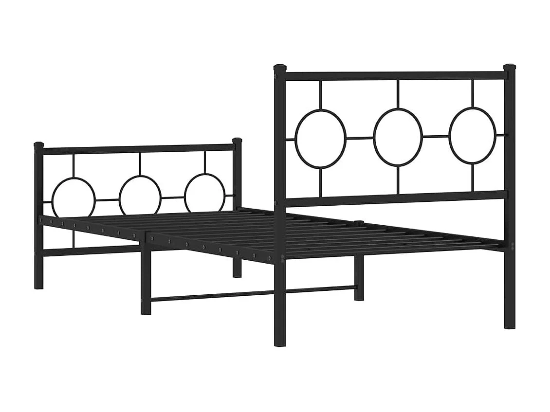 Cadre de lit métal sans matelas avec pied de lit noir 90x190 cm