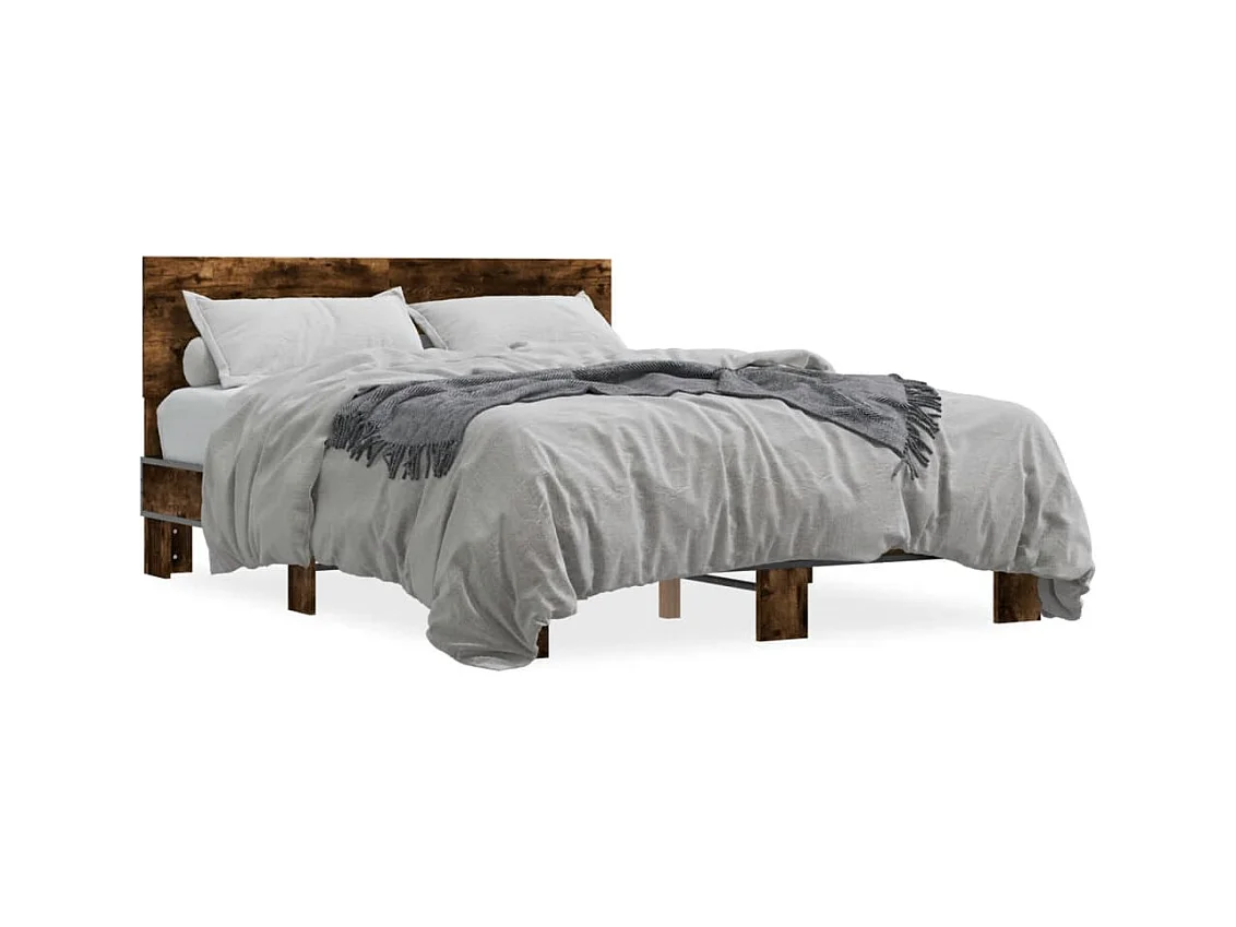 Cadre de lit sans matelas chêne fumé 135x190 cm