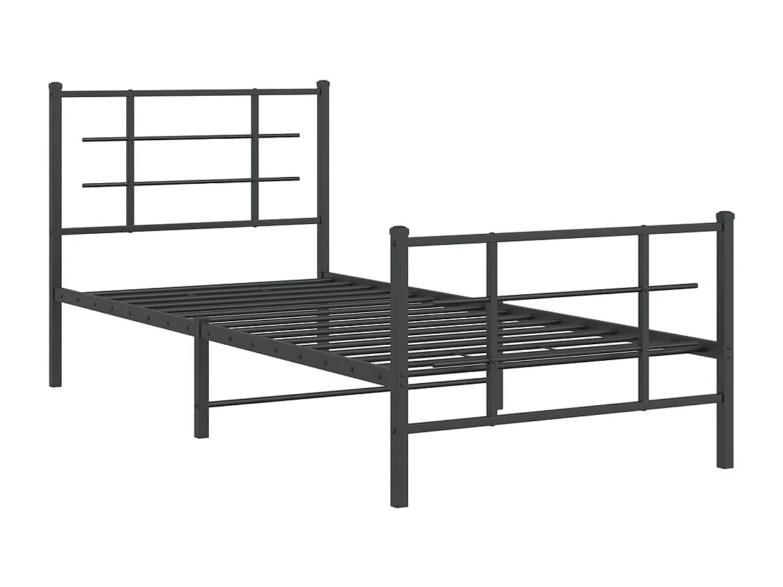 Giroletto con Testiera e Pediera Metallo Nero 90x200 cm