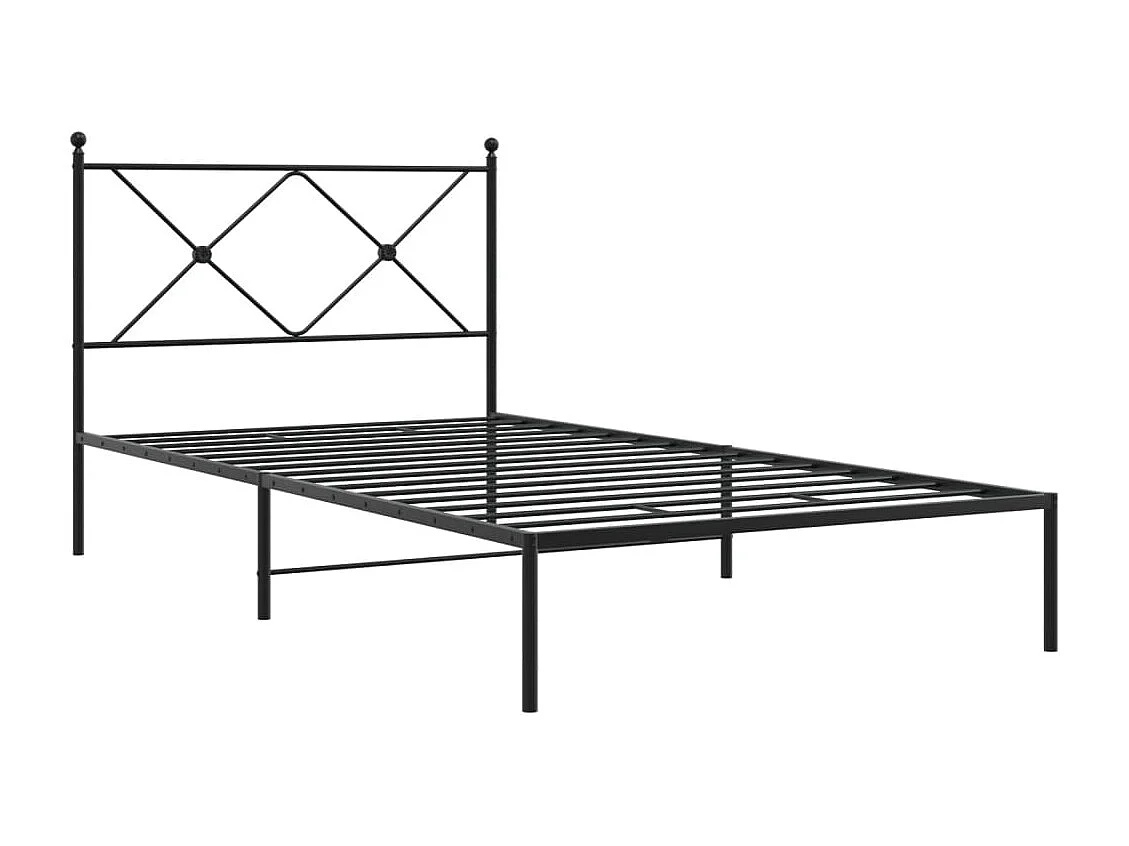 Cadre de lit métal sans matelas avec tête de lit noir 100x200cm