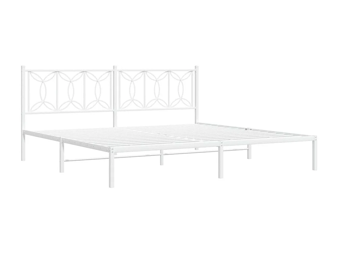 Bedframe met hoofdbord metaal wit 200x200 cm