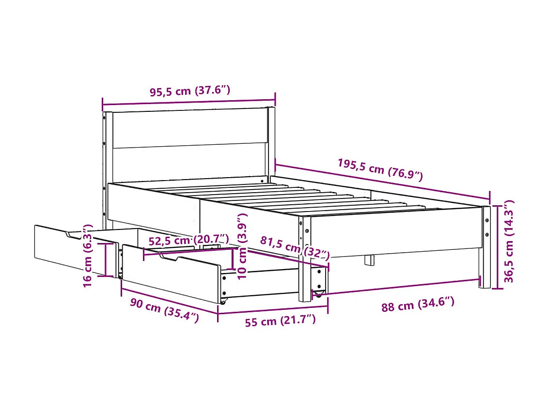 Bedframe met hoofdbord metaal wit 200x200 cm