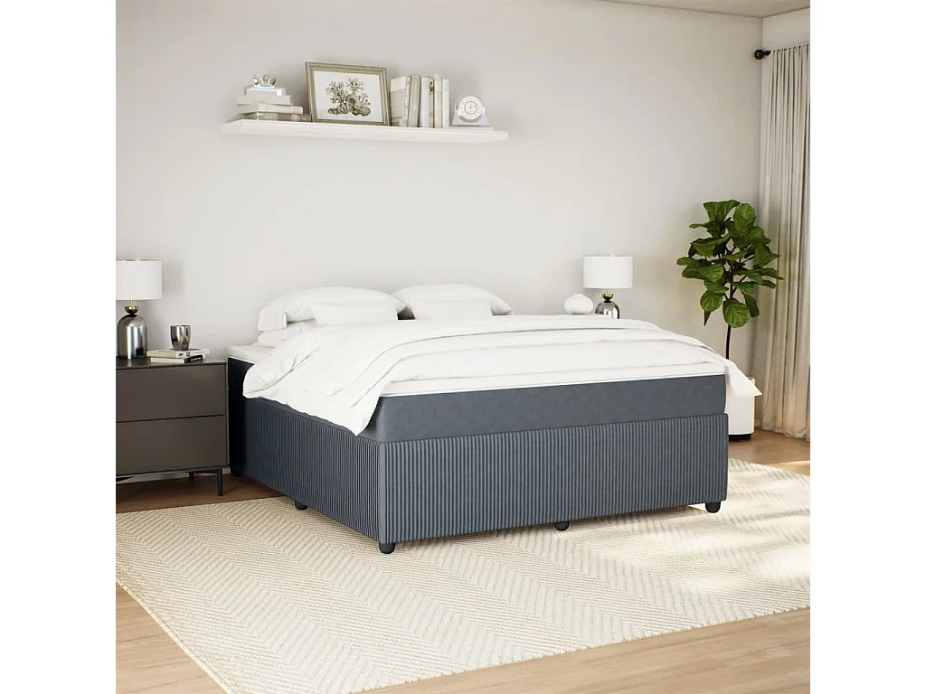 Sommier à lattes de lit et matelas Gris foncé 180x200cm Velours