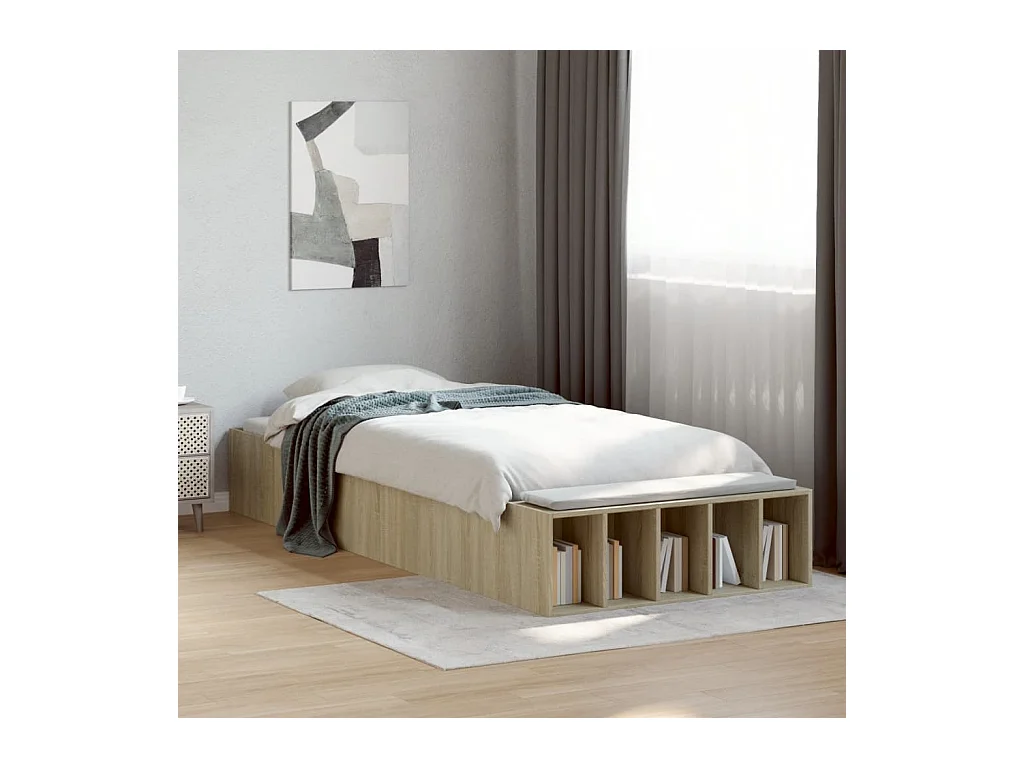 Cadre de lit sans matelas chêne sonoma 100x200 cm