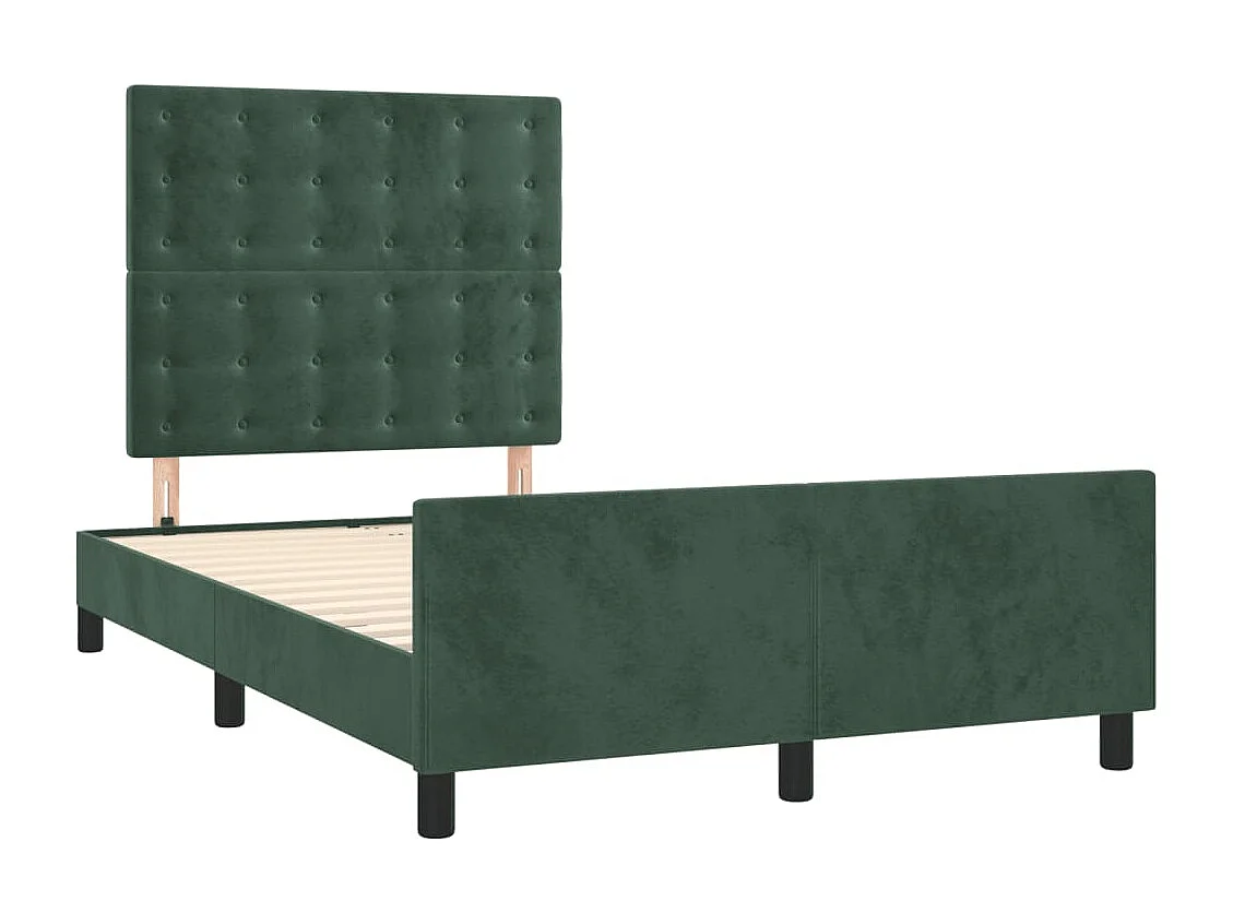 Cadre de lit sans matelas vert foncé 120x190 cm velours