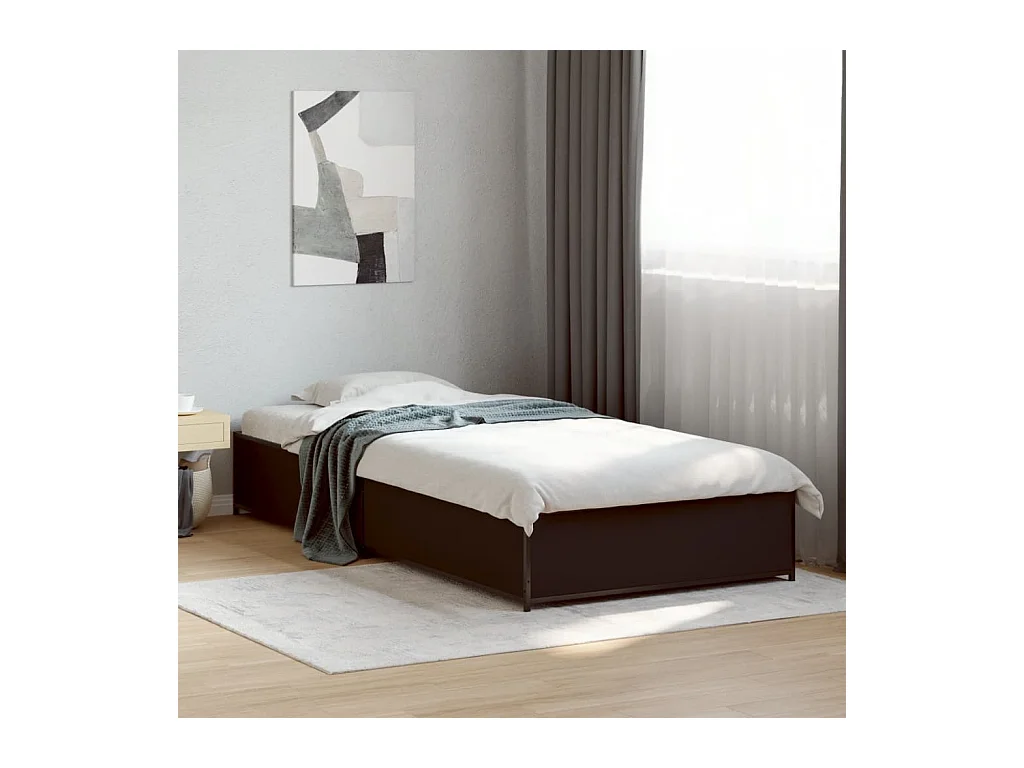Bettgestell Schwarz 75x190 cm Holzwerkstoff und Metall