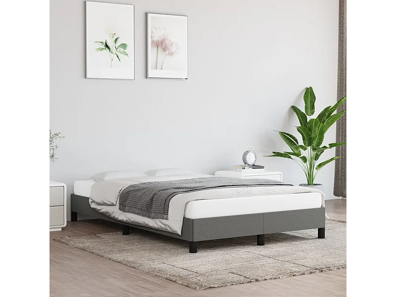 Estrutura de cama 120x190 cm tecido cinzento-escuro
