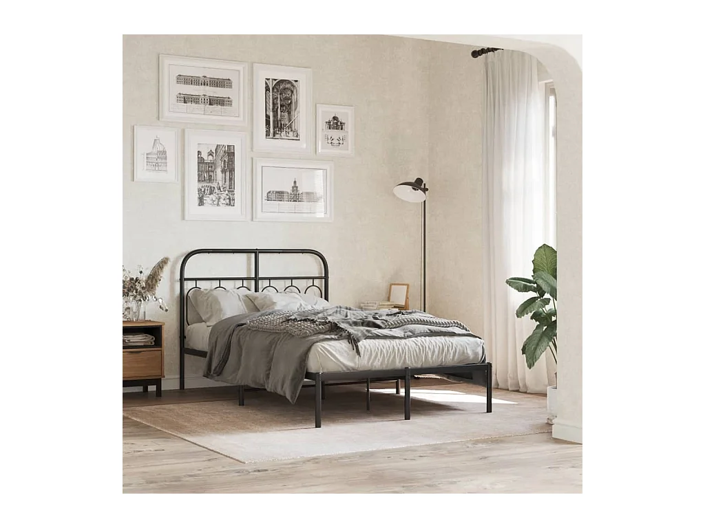 Giroletto con Testiera in Metallo Nero 120x190 cm