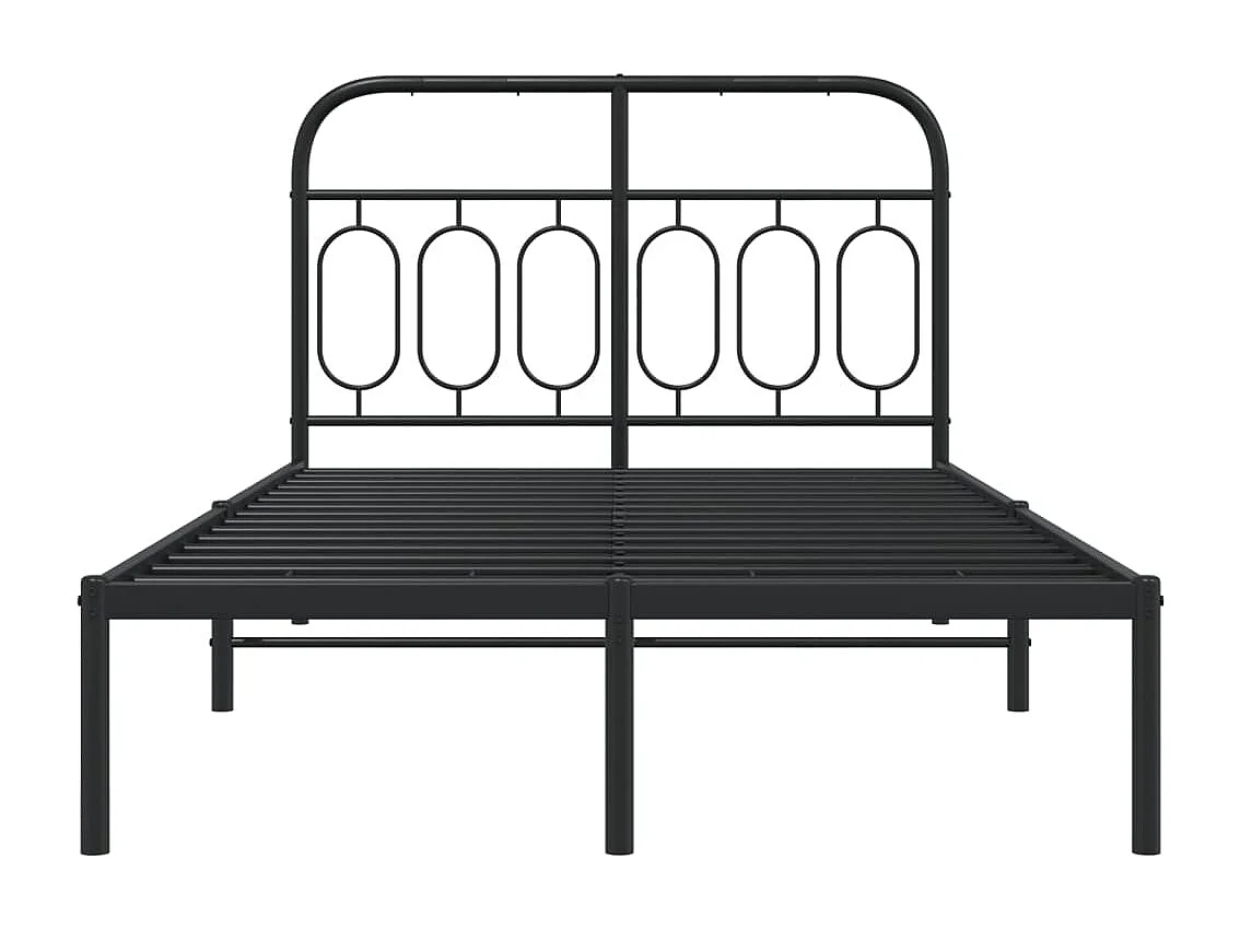 Cadre de lit métal sans matelas avec tête de lit noir 120x190cm