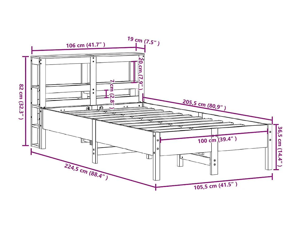 Cadre de lit métal sans matelas avec tête de lit noir 120x190cm