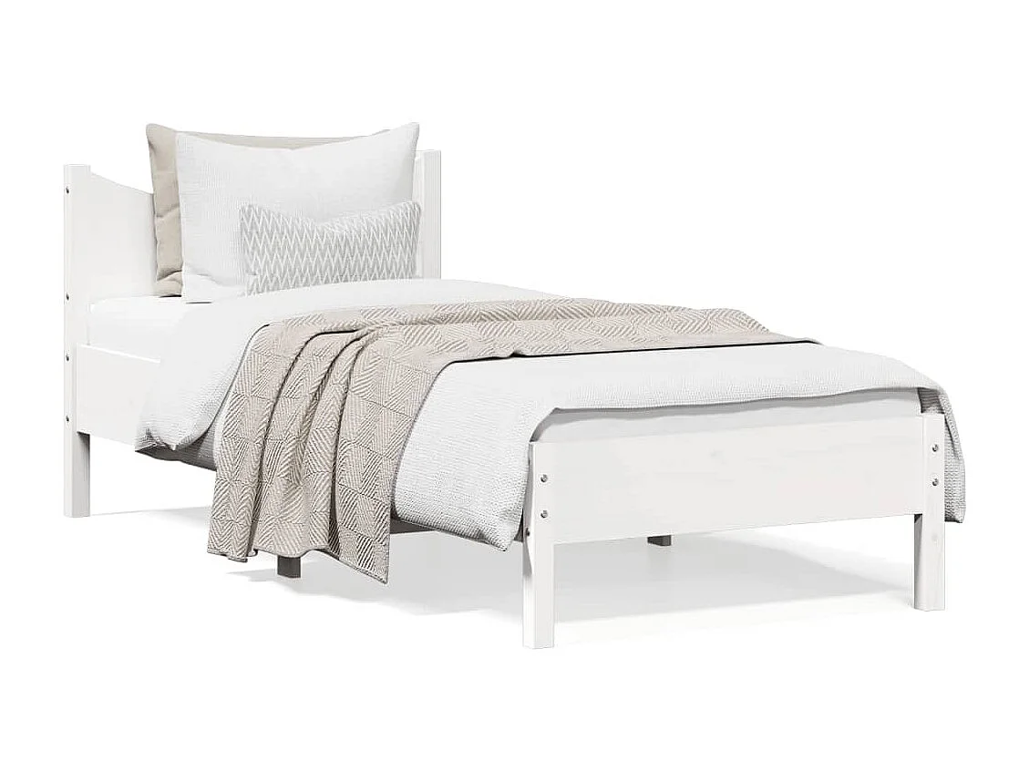 Cadre de lit sans matelas blanc 75x190 cm bois de pin massif