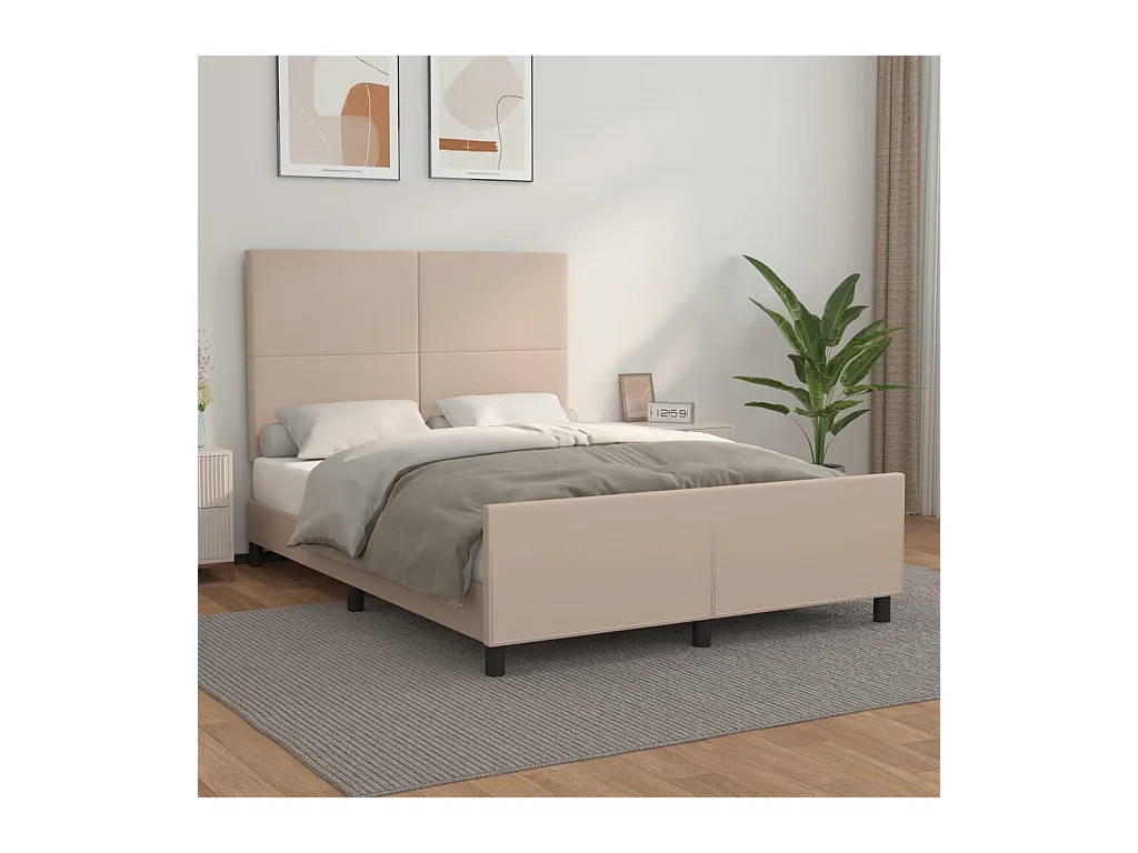 Bedframe met hoofdbord kunstleer cappucinnokleurig 140x190 cm