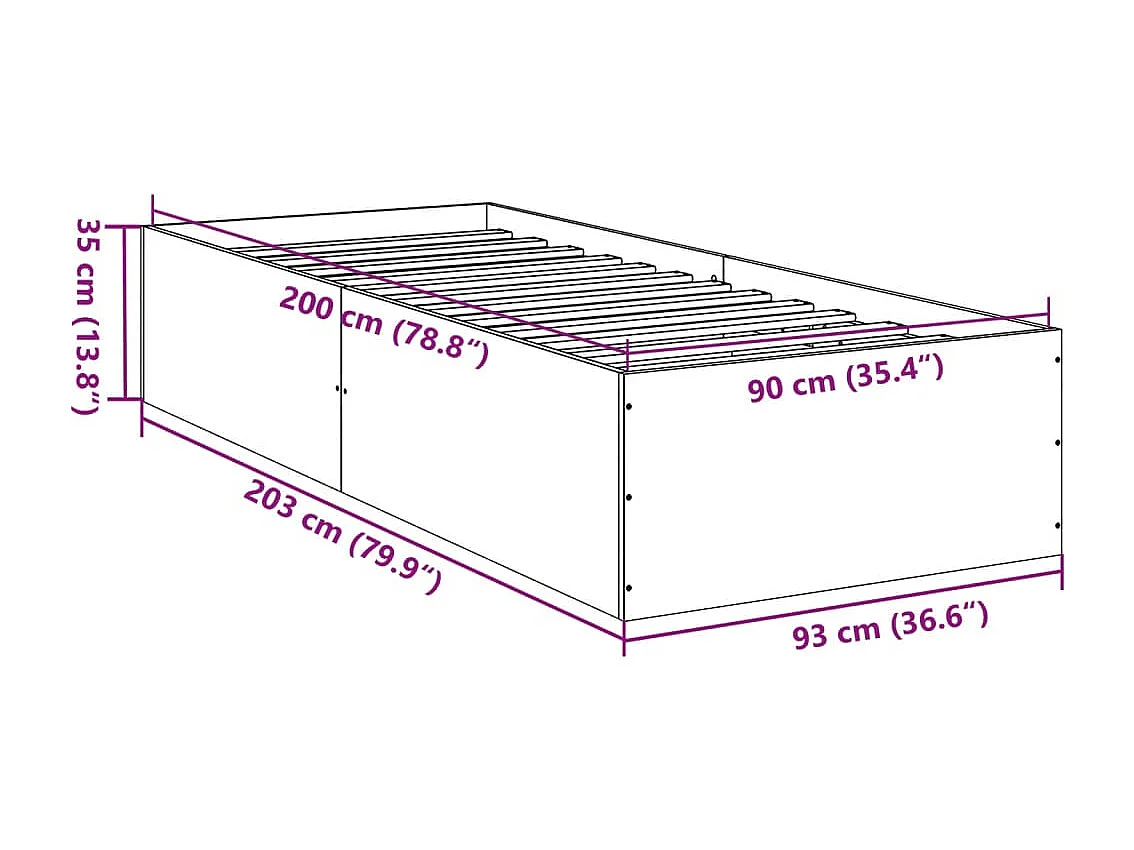 Cadre de lit sans matelas chêne sonoma 90x200 cm