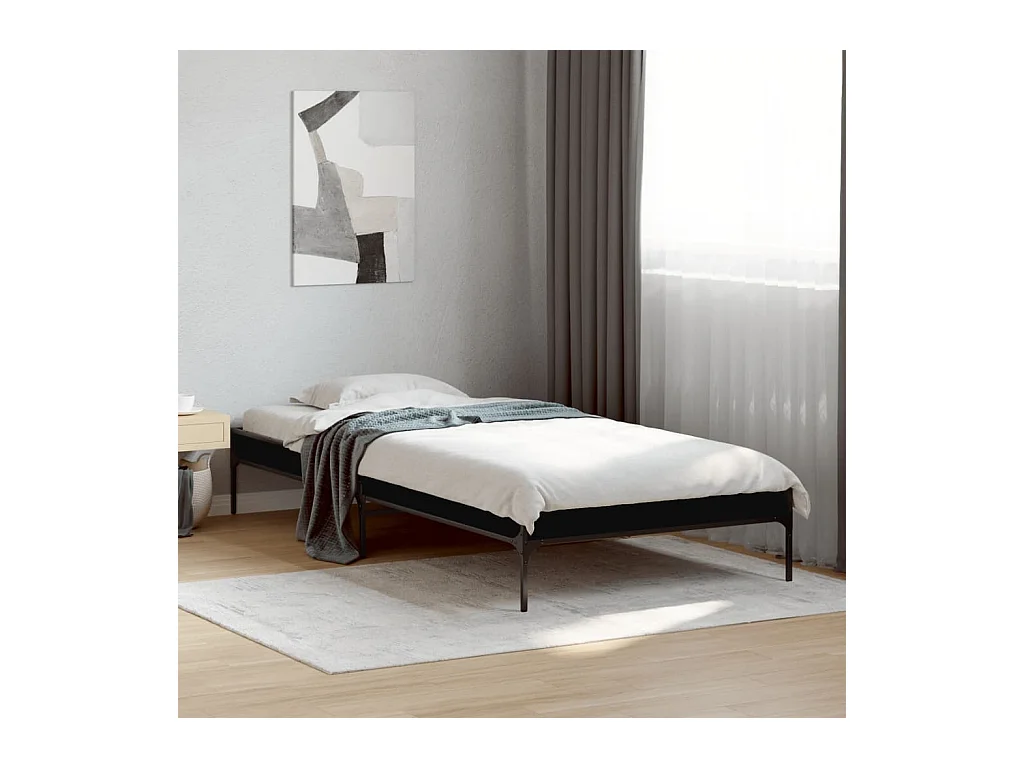 Giroletto Nero 90x190 cm in Legno Multistrato e Metallo
