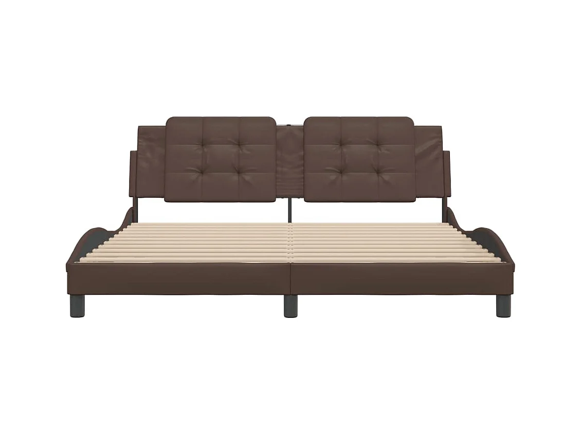Bedframe met hoofdbord kunstleer bruin 180x200 cm