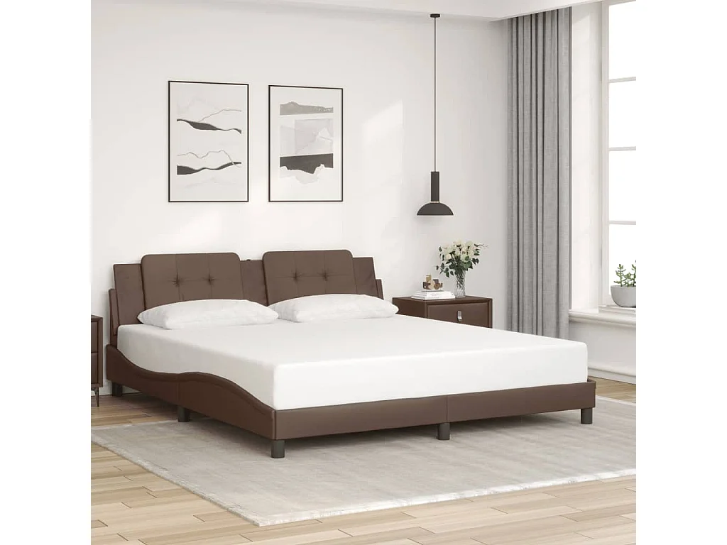 Cadre de lit sans matelas marron 180x200 cm similicuir