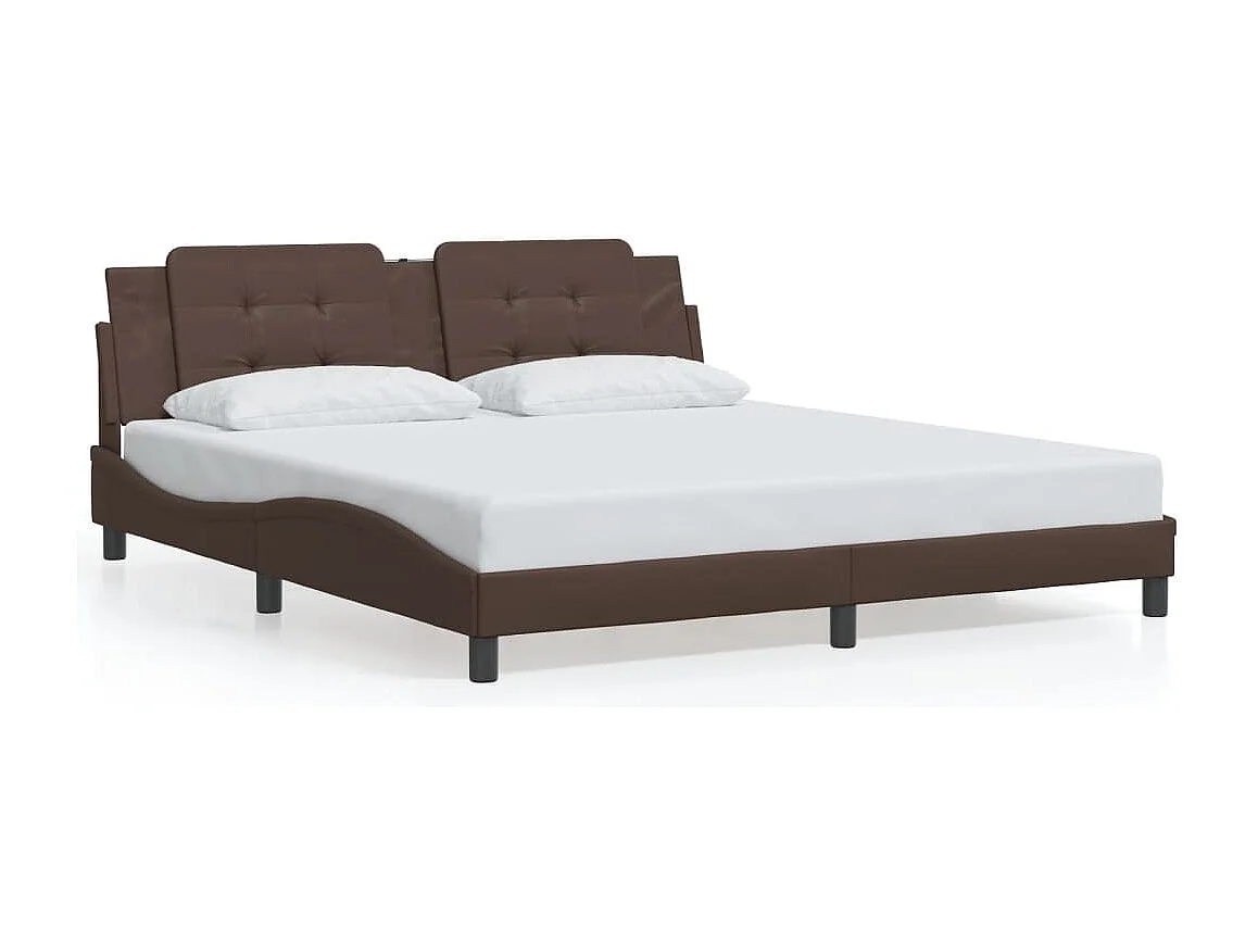 Cadre de lit sans matelas marron 180x200 cm similicuir