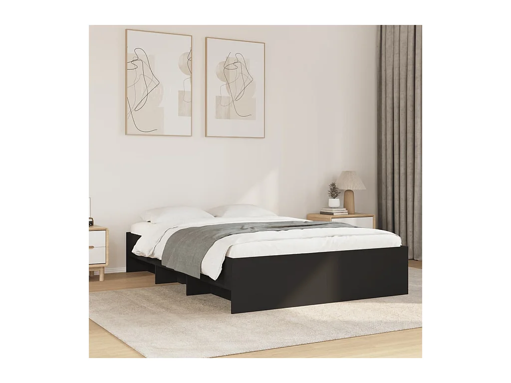 Bedframe bewerkt hout zwart 140x190 cm