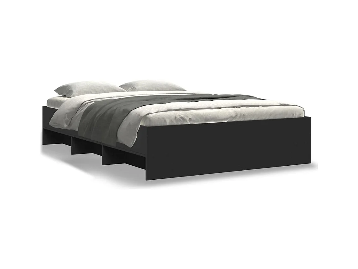 Cadre de lit sans matelas noir 140x190 cm bois d'ingénierie