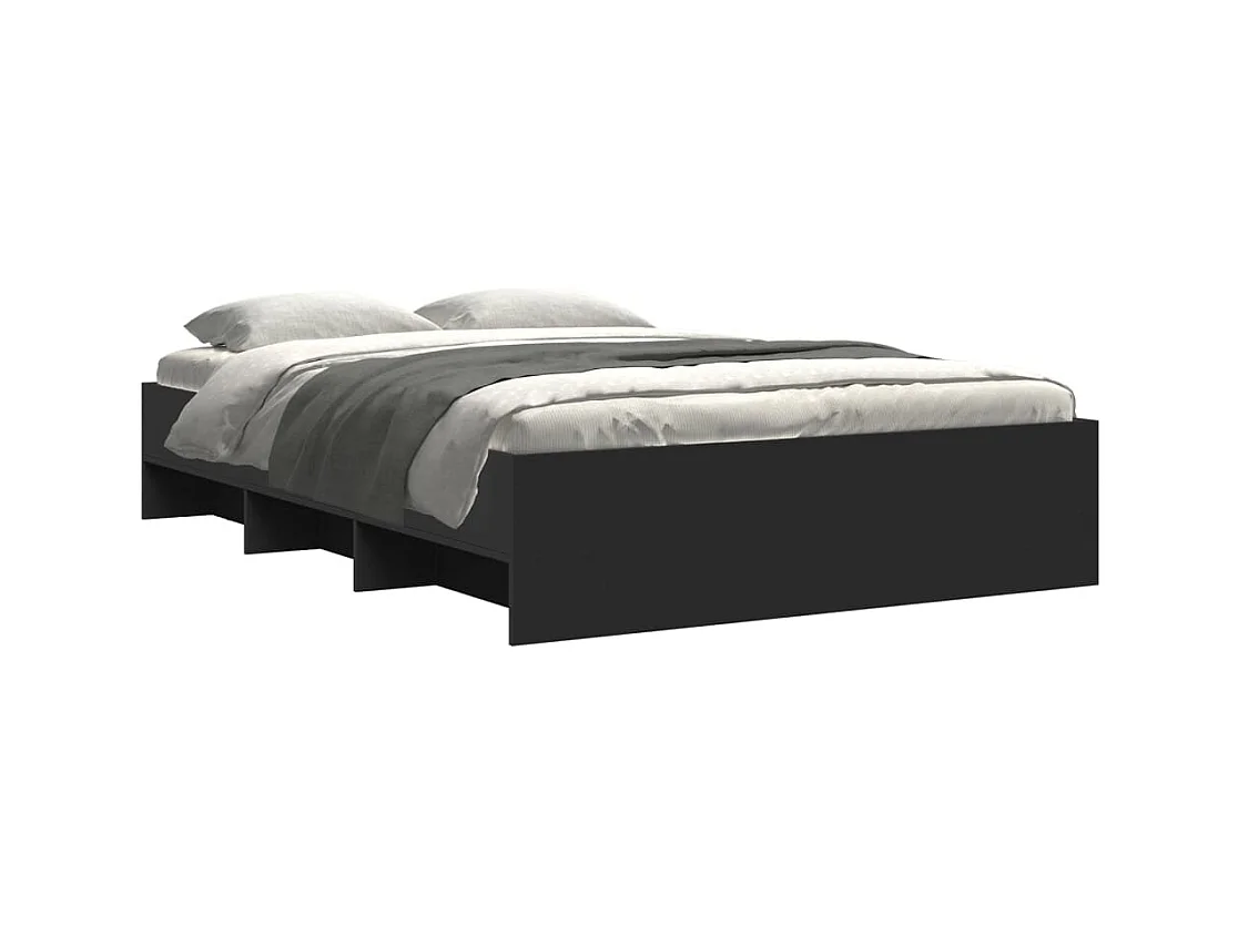 Cadre de lit sans matelas noir 140x190 cm bois d'ingénierie
