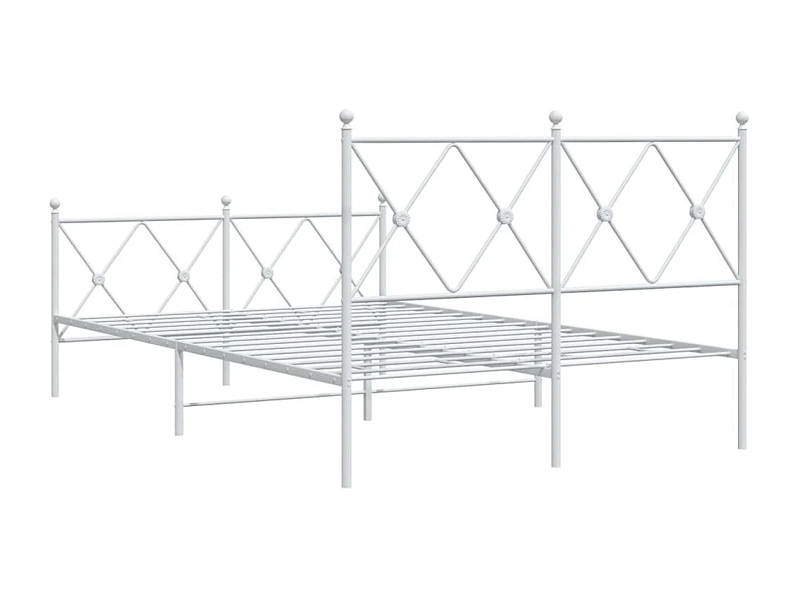 Giroletto con Testiera e Pediera Metallo Bianco 120x200 cm