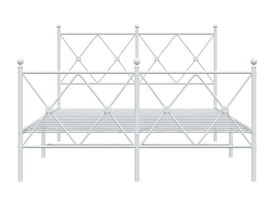 Cadre de lit métal sans matelas et pied de lit blanc 120x200 cm