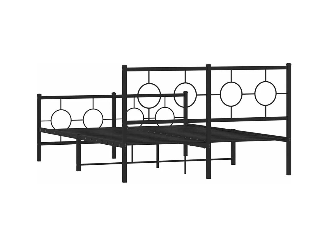 Cadre de lit métal sans matelas avec pied de lit noir 135x190cm