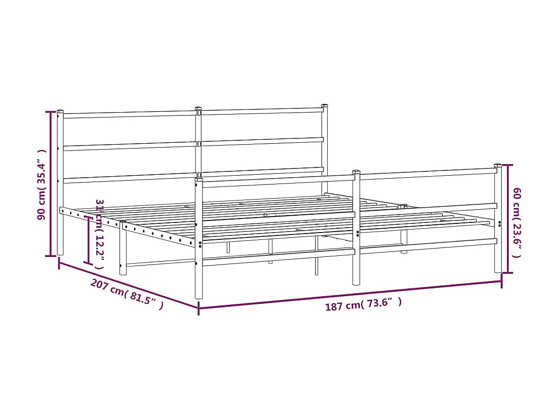 Cadre de lit sans matelas cire marron 135x190cm bois pin massif