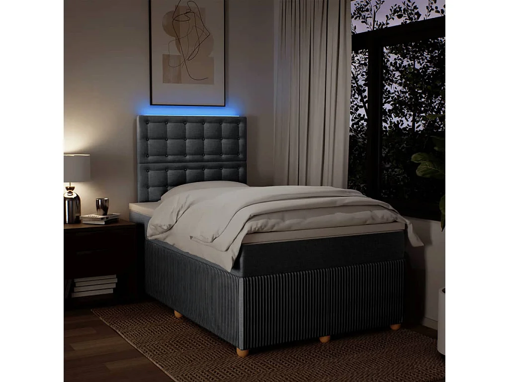 Giroletto a Molle con Materasso Grigio Chiaro 120x190cm Tessuto