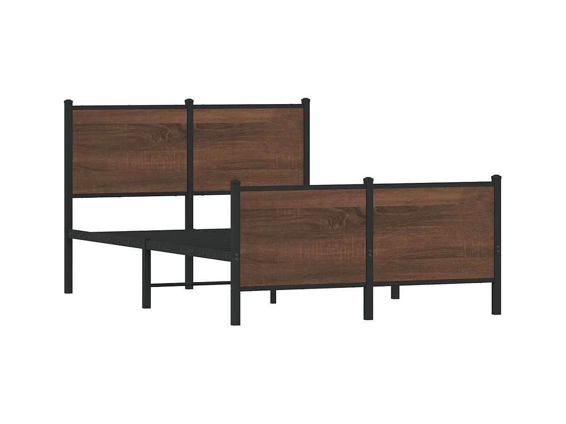 Cadre de lit en métal sans matelas chêne marron 137x190 cm