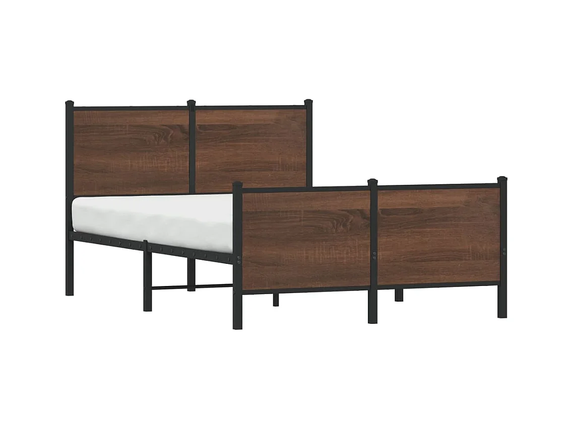 Cadre de lit en métal sans matelas chêne marron 137x190 cm