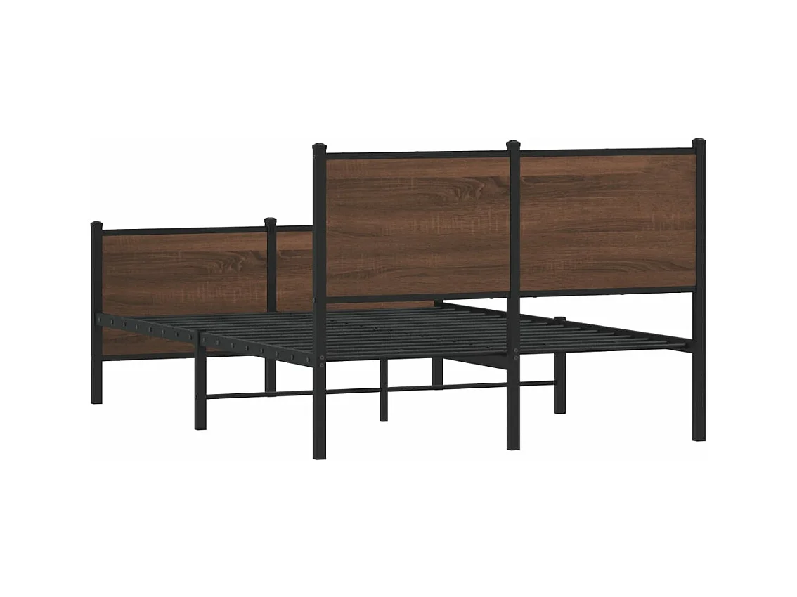Cadre de lit en métal sans matelas chêne marron 137x190 cm