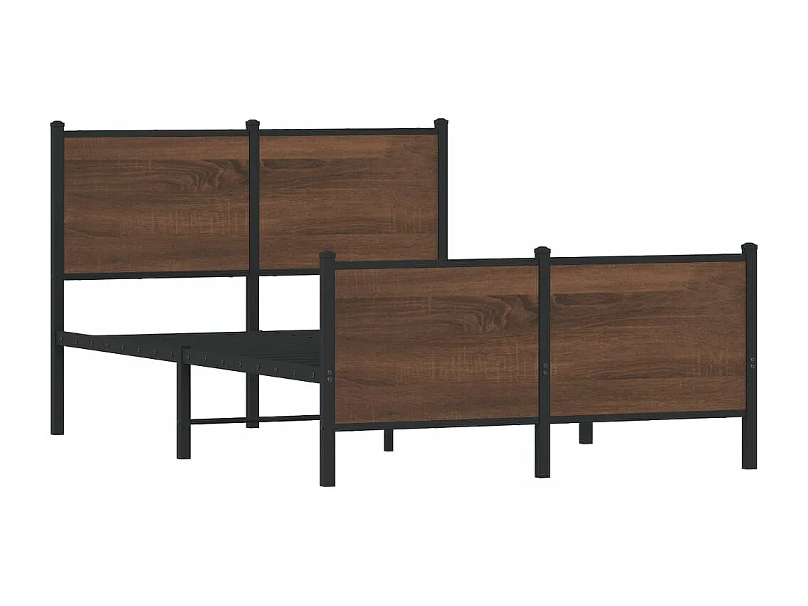 Cadre de lit en métal sans matelas chêne marron 137x190 cm