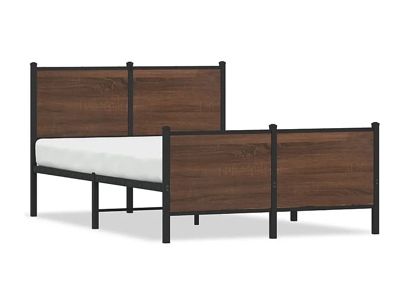 Cadre de lit en métal sans matelas chêne marron 137x190 cm