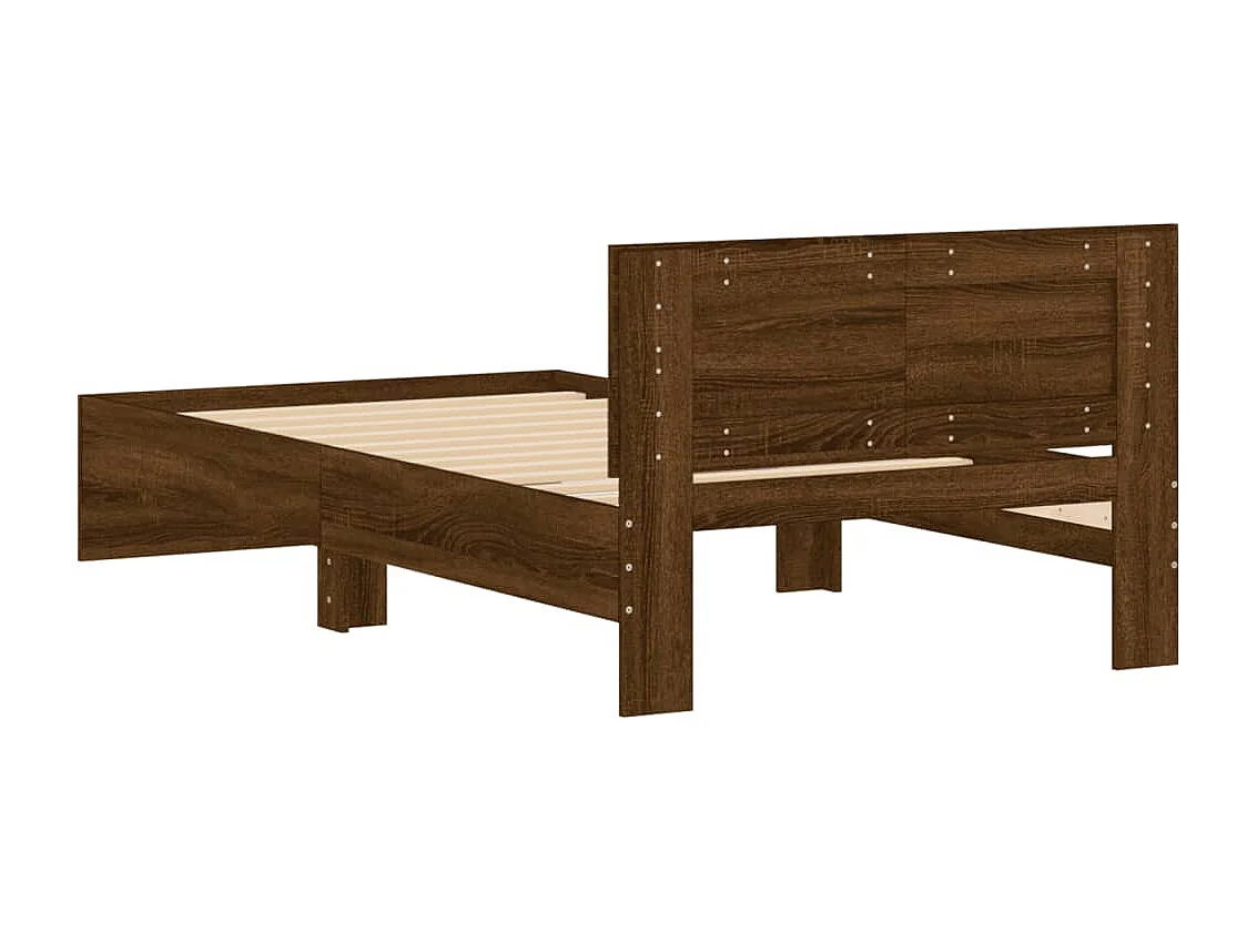 Bedframe met hoofdbord zonder matras bruin eiken 100x200 cm