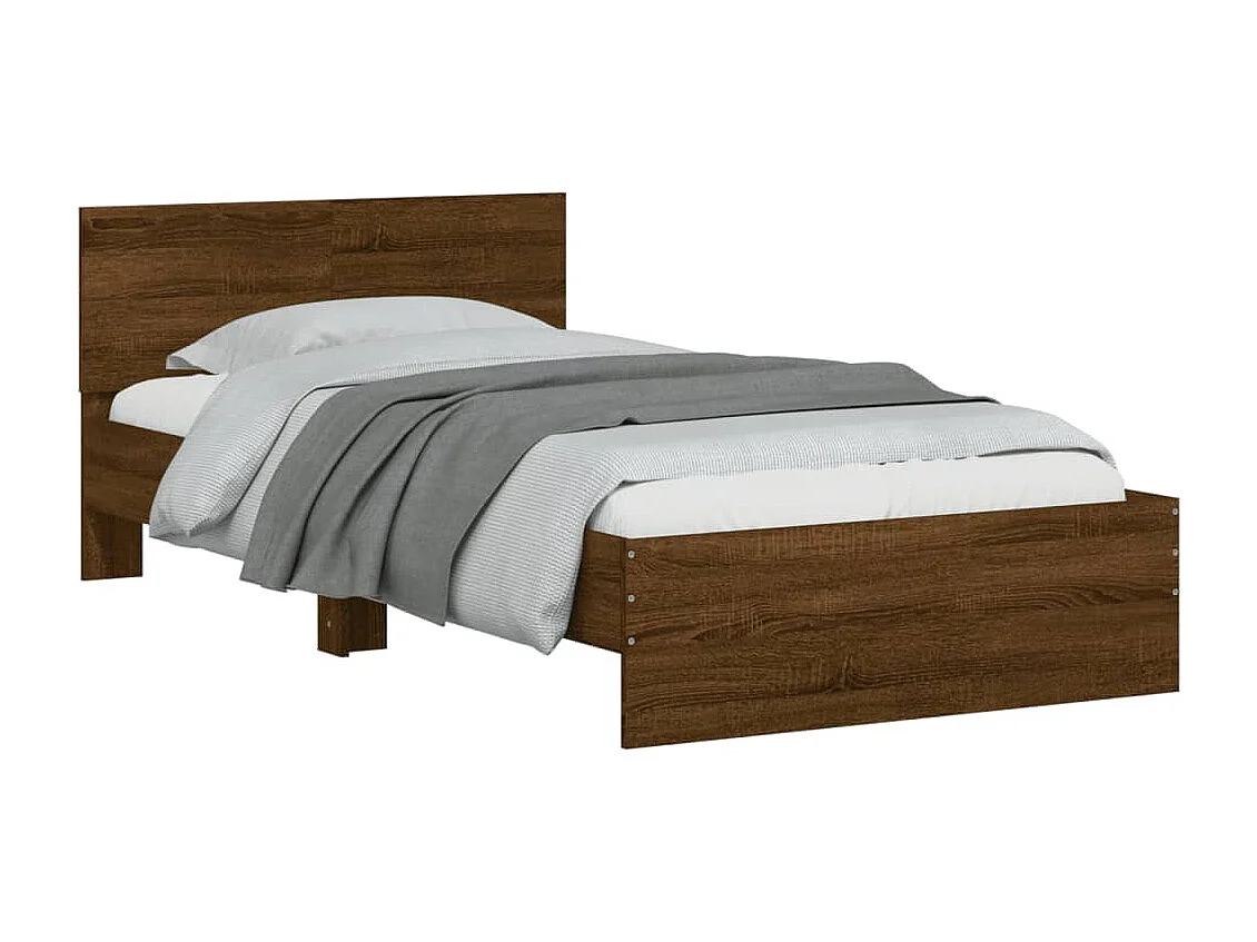 Cama sem colchão com cabeceira 100x200 cm carvalho castanho