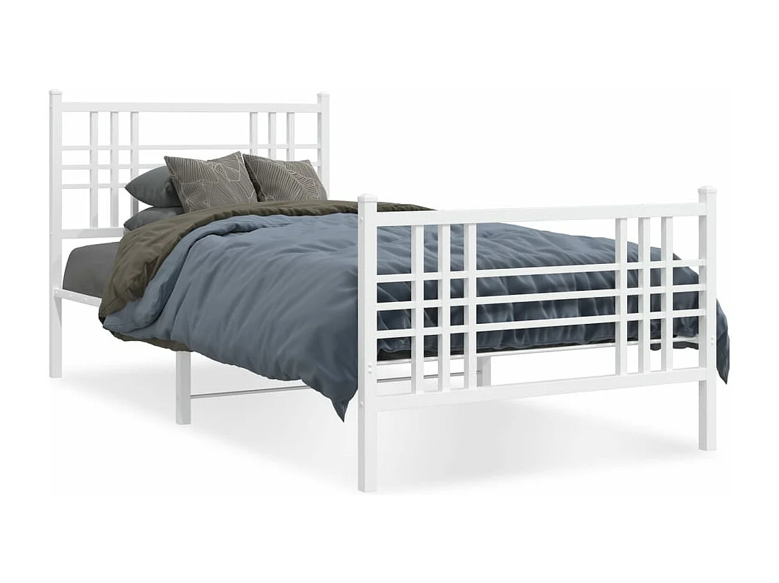 Estructura cama sin colchón con estribo metal blanco 100x190 cm