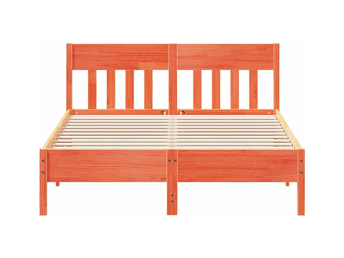 Cadre de lit sans matelas cire marron 135x190cm bois pin massif
