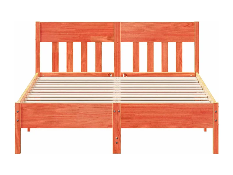Cama sem colchão 135x190 cm madeira pinho maciça castanho-mel
