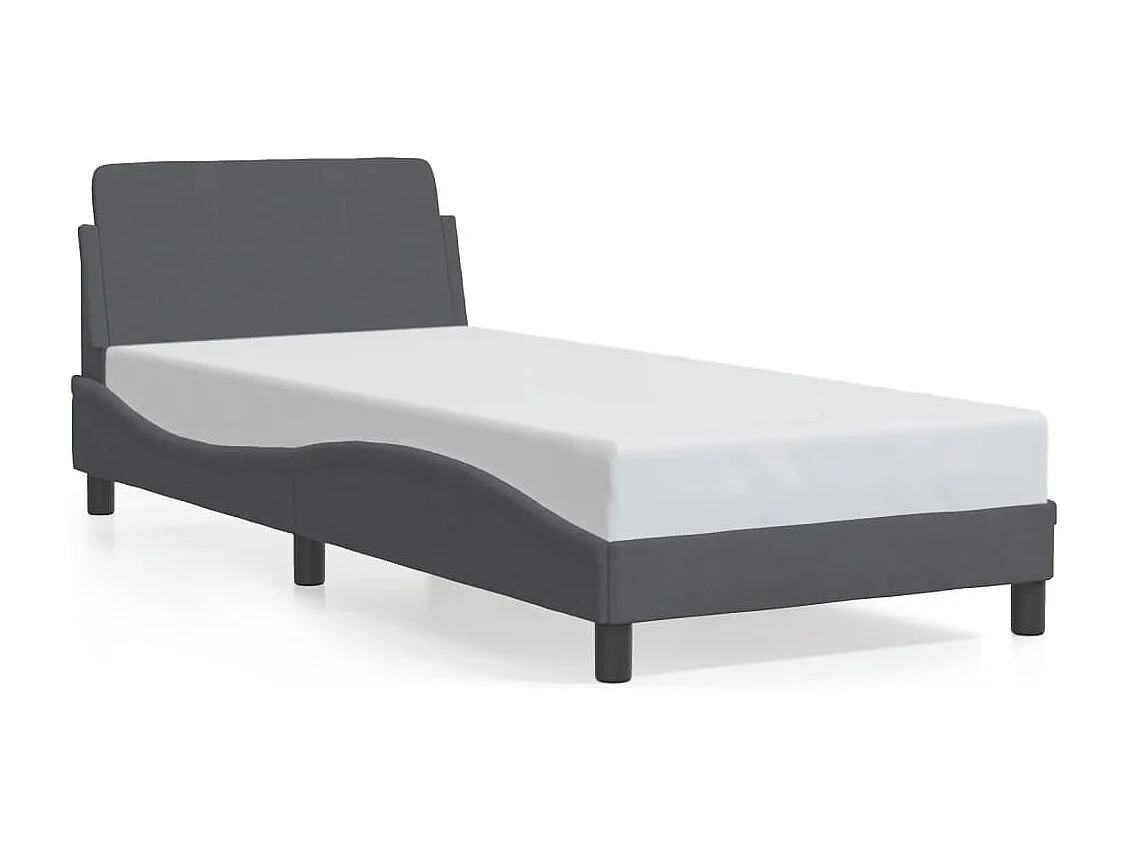 Cadre de lit sans matelas gris foncé 90x200 cm velours