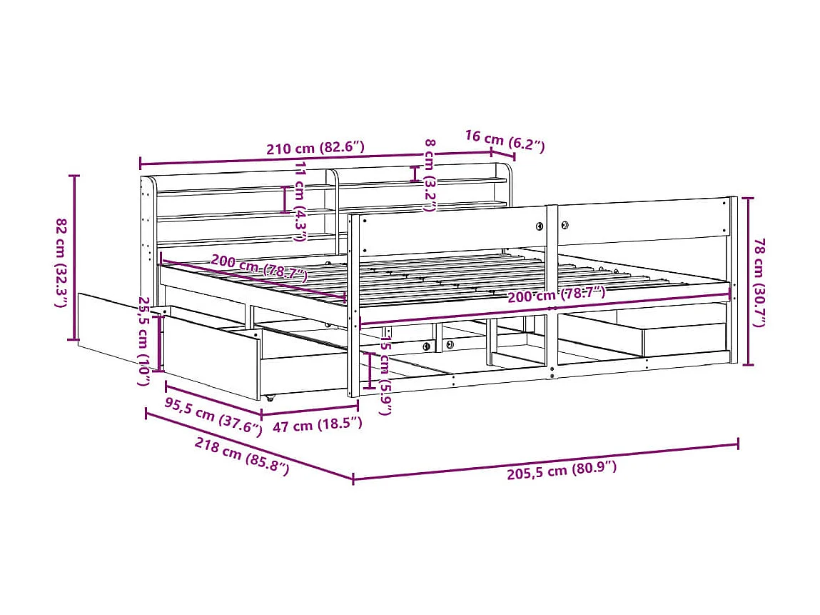 Bettgestell Schwarz 200x200 cm Holzwerkstoff