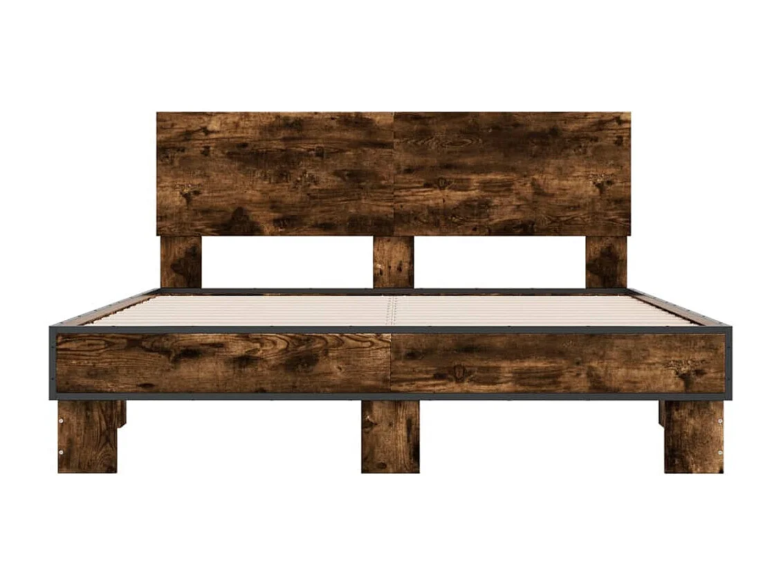 Bettgestell Räuchereiche 140x190 cm Holzwerkstoff und Metall