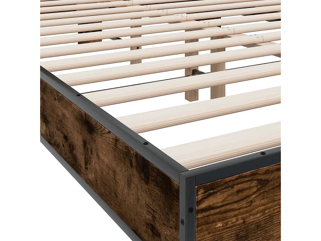 Bettgestell Räuchereiche 140x190 cm Holzwerkstoff und Metall