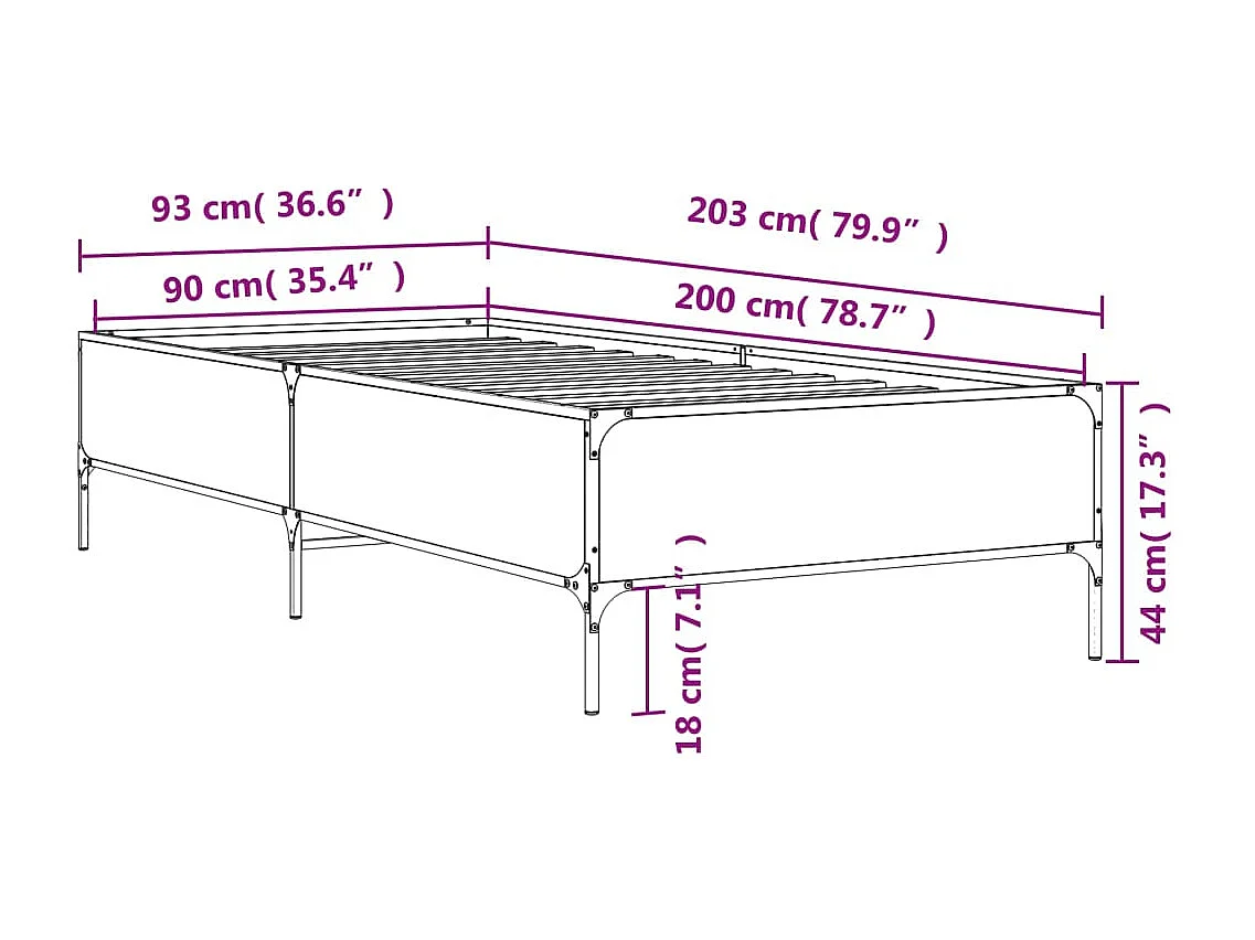 Cadre de lit sans matelas chêne sonoma 90x200 cm