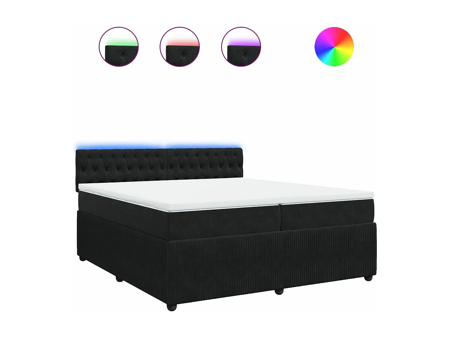 Giroletto a Molle con Materasso Nero 200x200 cm in Velluto